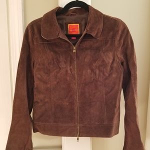 Isaac MIZRAHI Genuine Brown Suede Leather Jacket M